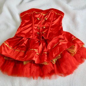 Halloween Costume Bellhop Girl Outfit Red Gold M